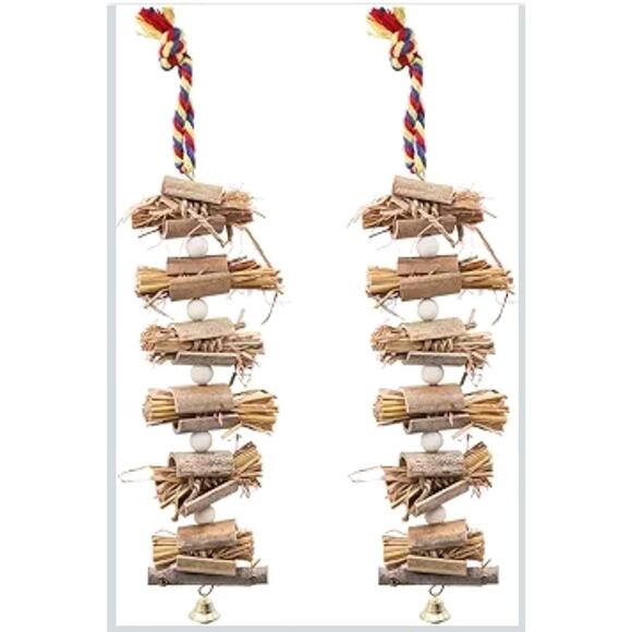 2-Pack Bird Toys with Straw and Bell, Parakeet Toys in Cage, Parrot Cage... - Picture 1 of 7